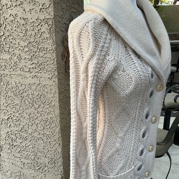 Juicy Couture Cream Cable Knit Cardigan Sweater - Picture 5 of 11